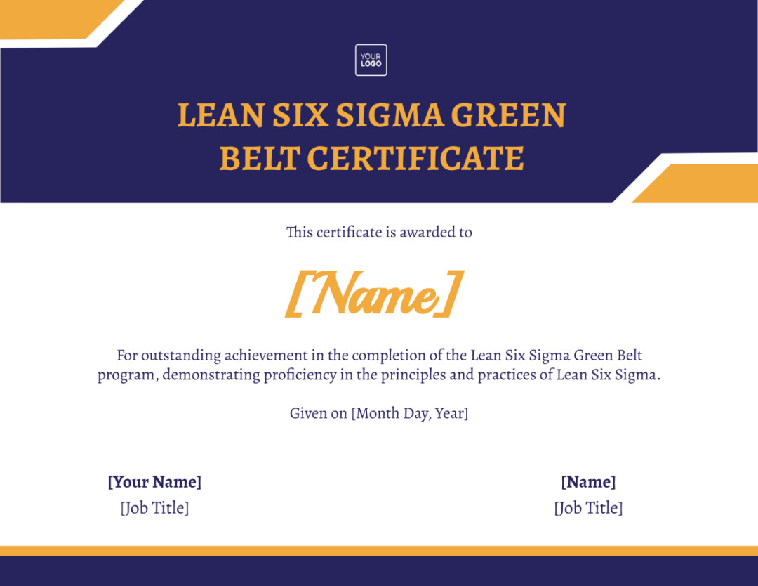 Free Lean Six Sigma Green Belt Certificate Template - Edit Online