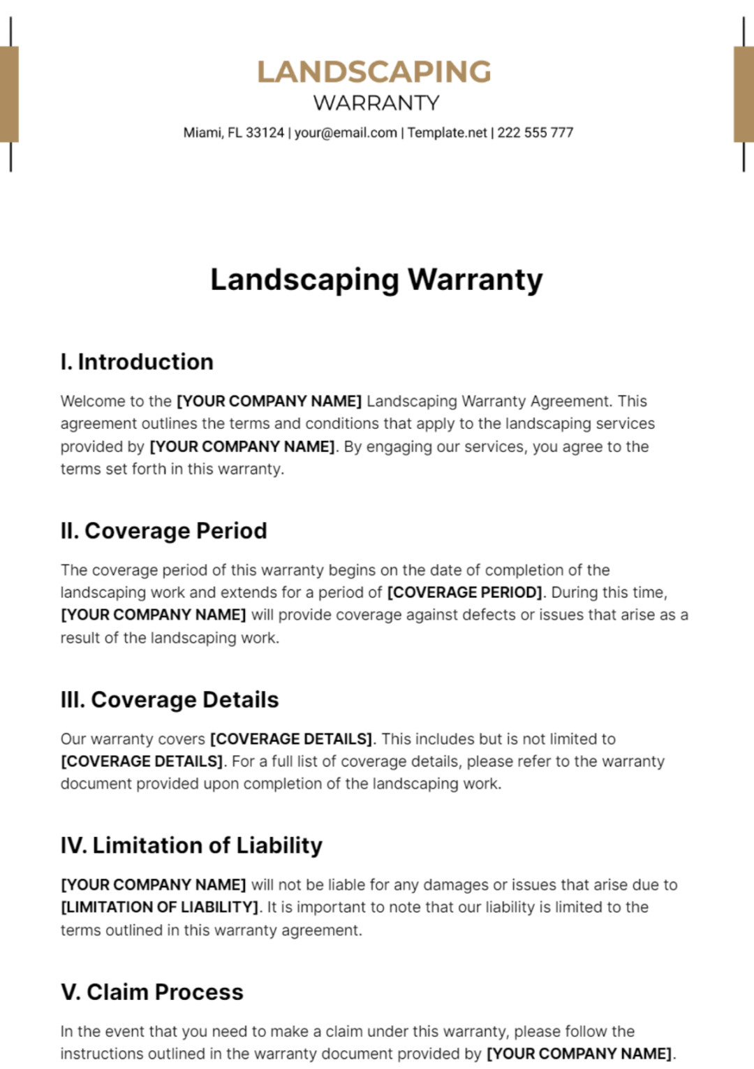 Free Limited Warranty Agreement Template - Edit Online & Download