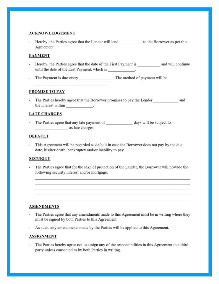 Free Loan Agreement Templates and Sample