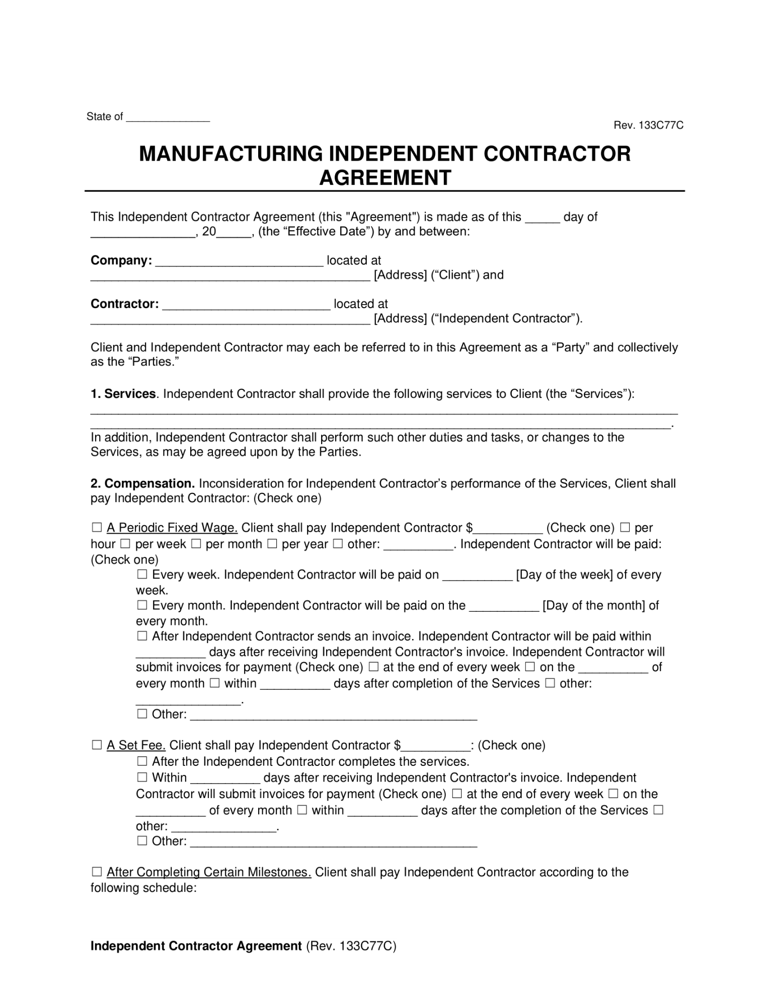 Free Manufacturing Contract Template  PDF & Word