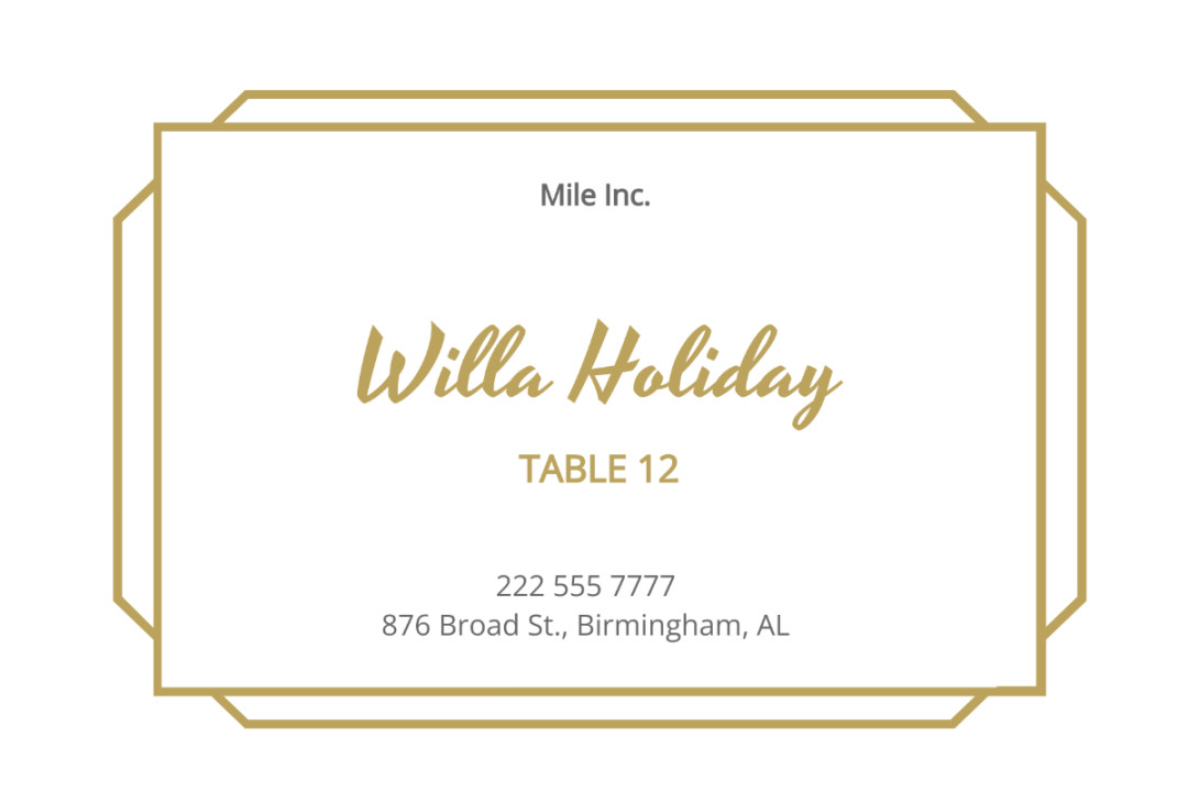 FREE Place Card Templates - Edit Online & Download  Template