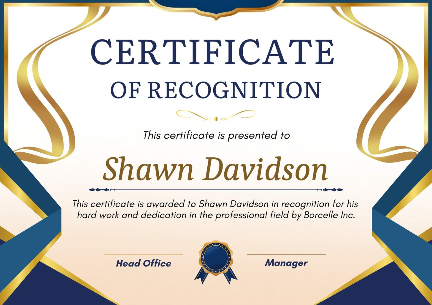 Free, printable, customizable recognition certificate templates