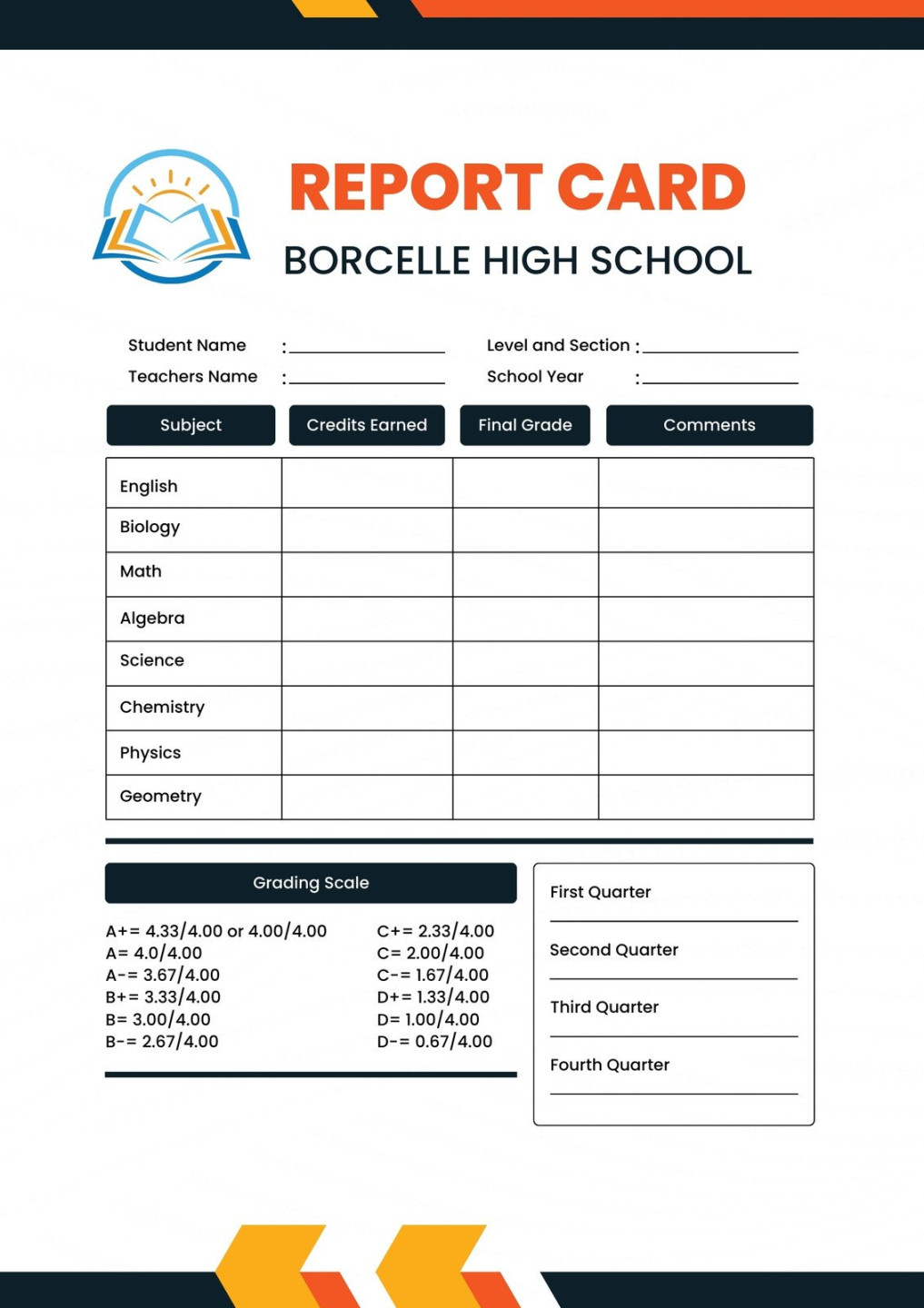 Free, printable, customizable report card templates  Canva