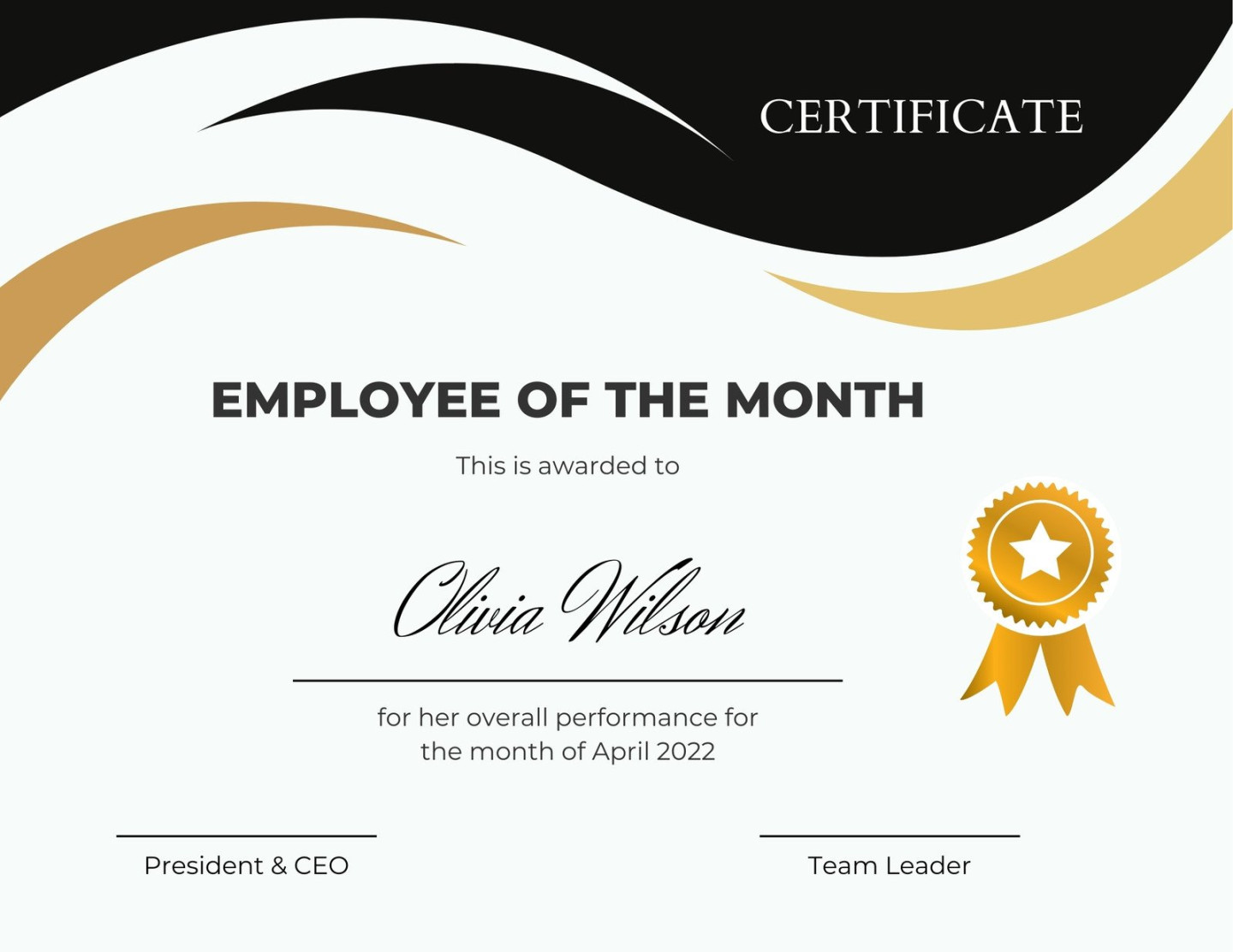 Free printable employee of the month certificate templates  Canva