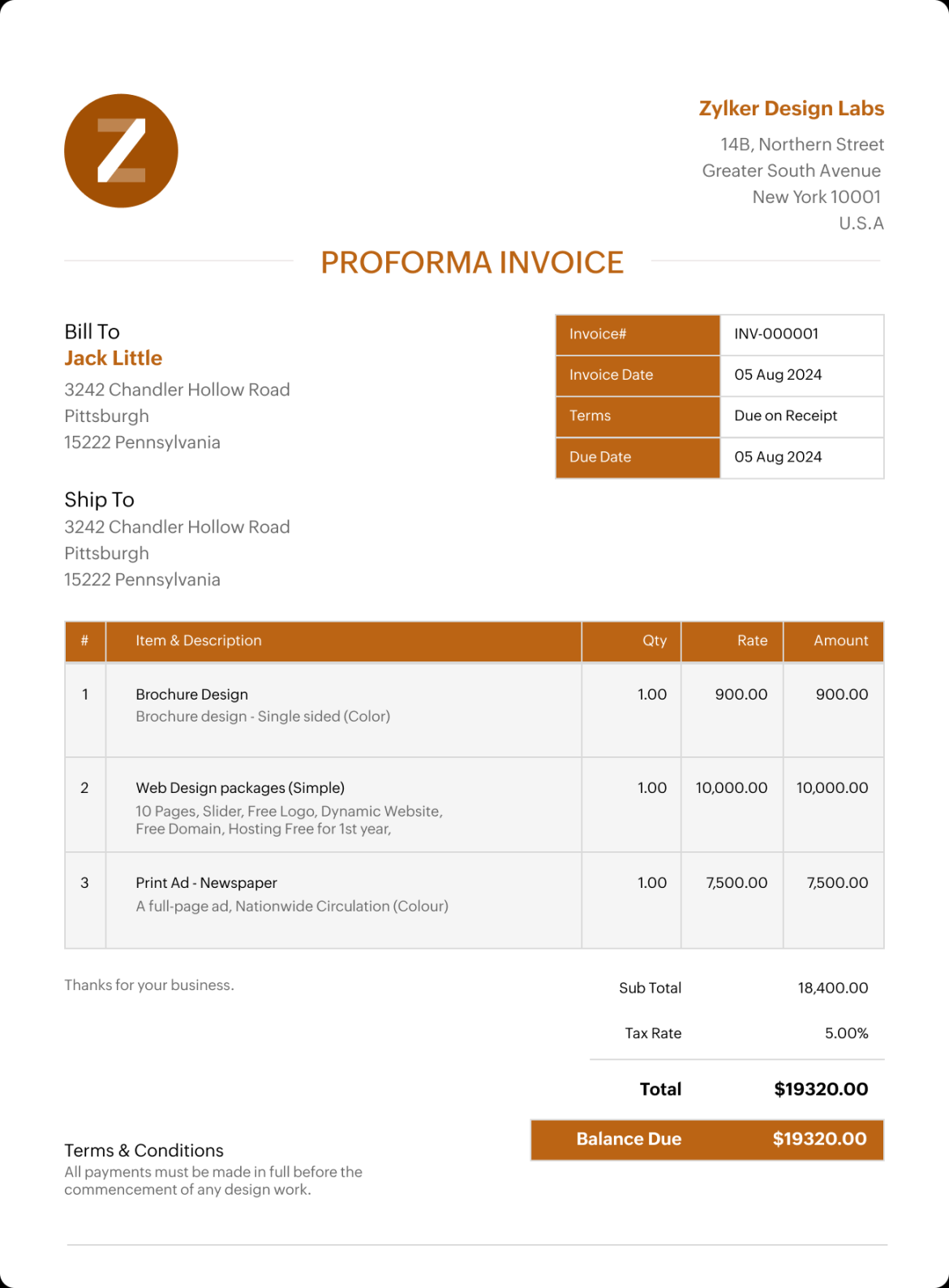 Free Proforma Invoice Template for download