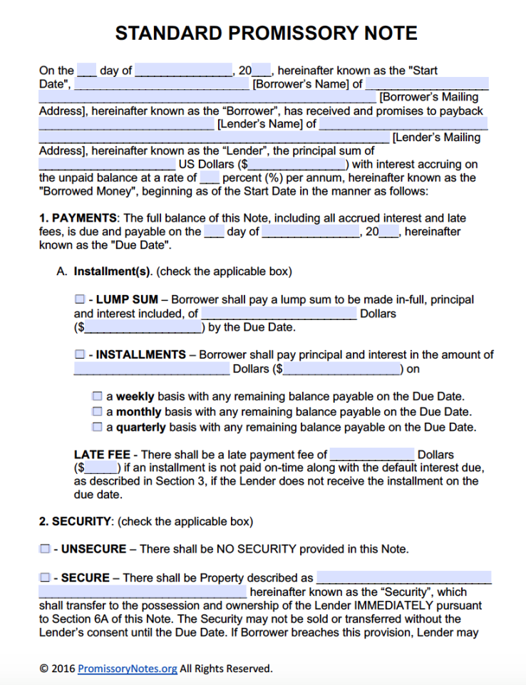 Free Promissory Note Template - Adobe PDF & Microsoft Word