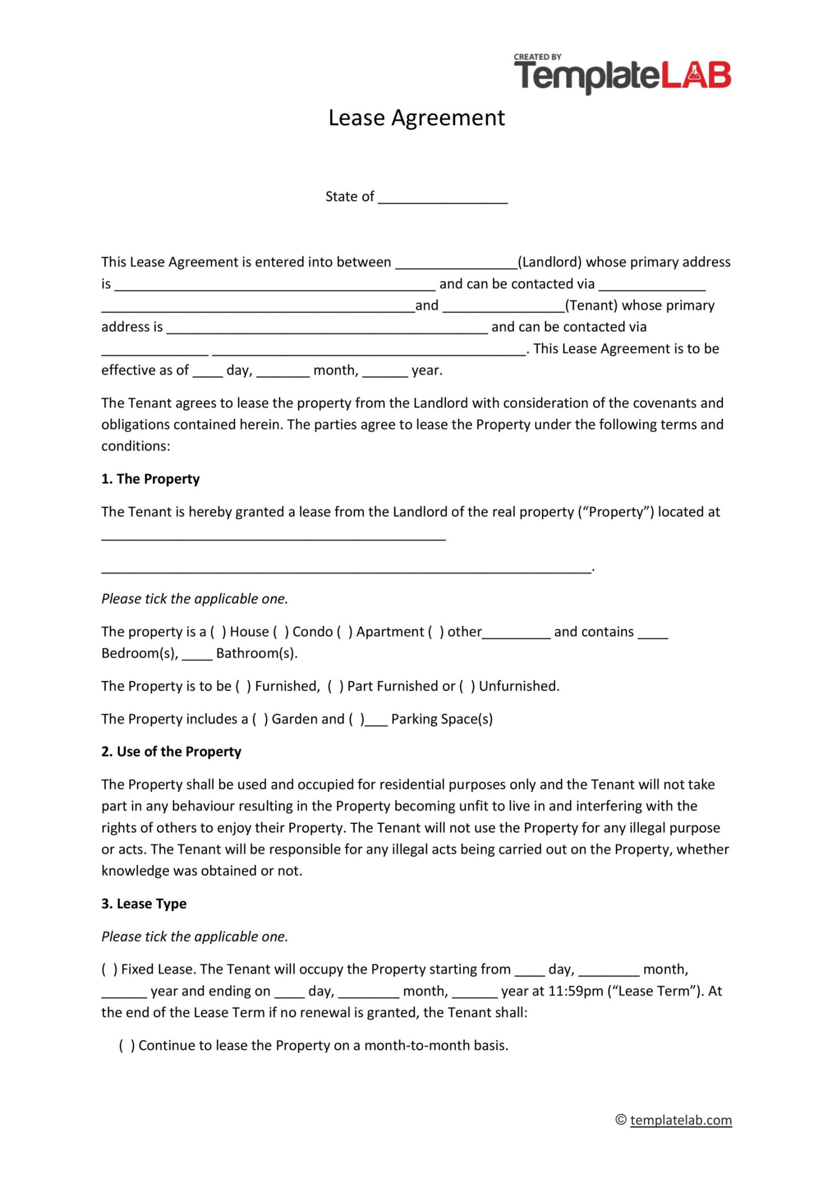 Free Residential Lease Agreement Templates [Word/PDF]