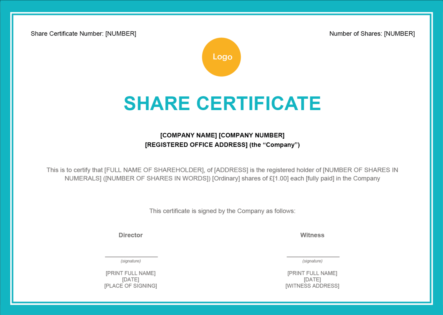 Free Share Certificate Template - Zervant