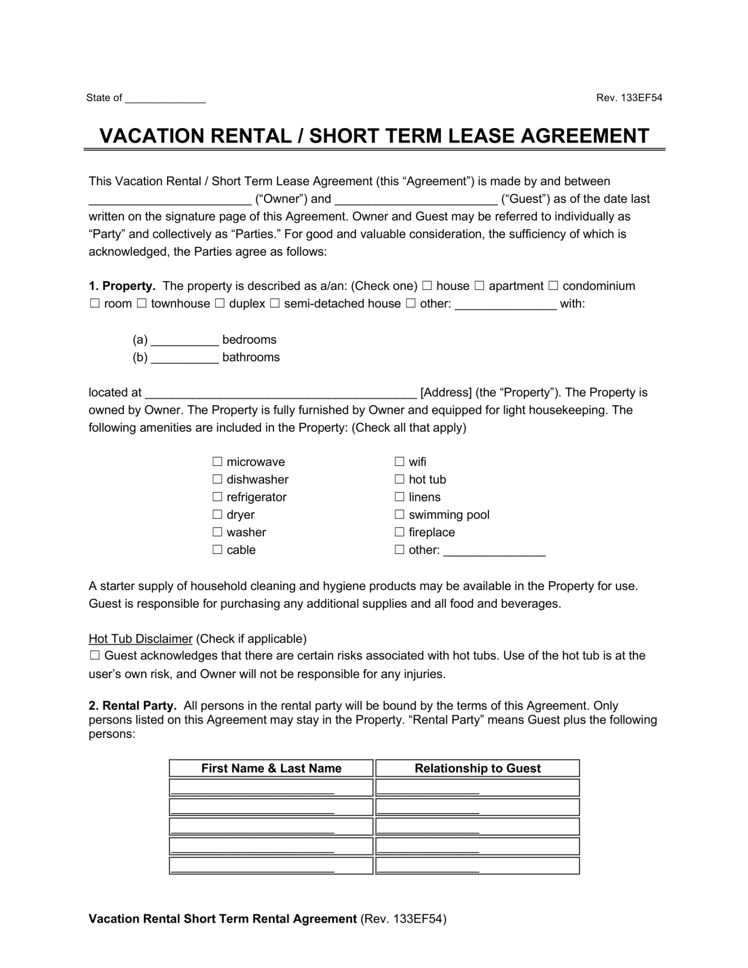 Free Short-Term (Vacation) Rental Agreement Template  PDF & Word