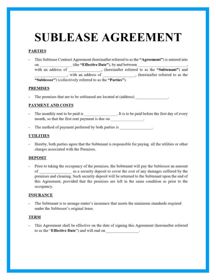 Free Sublease Agreement Templates for Download