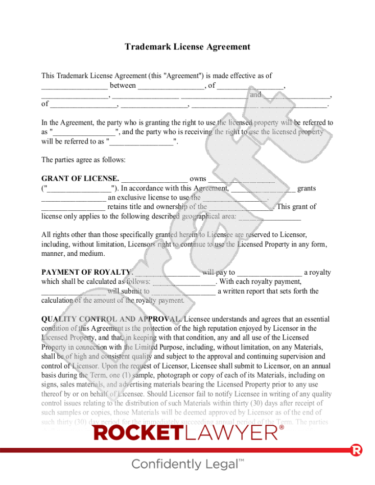 Free Trademark License Agreement - Rocket Lawyer