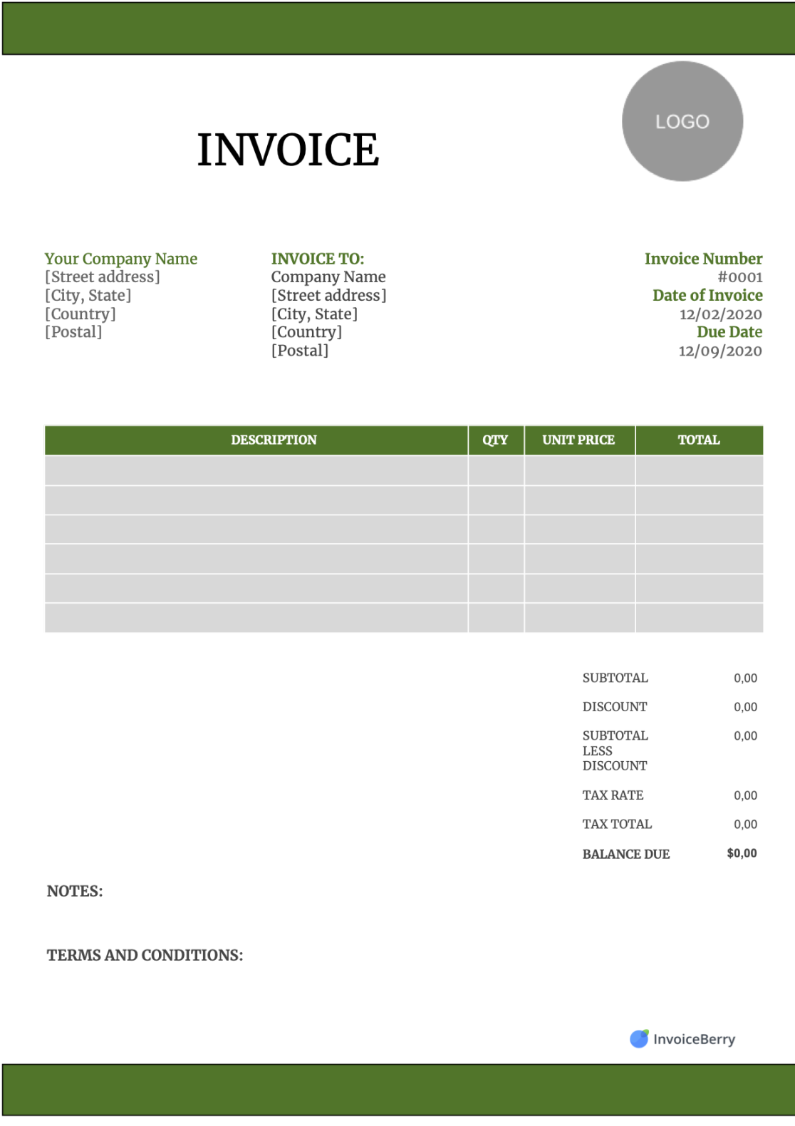 Free US Invoice Templates for Contractors and Companies  InvoiceBerry