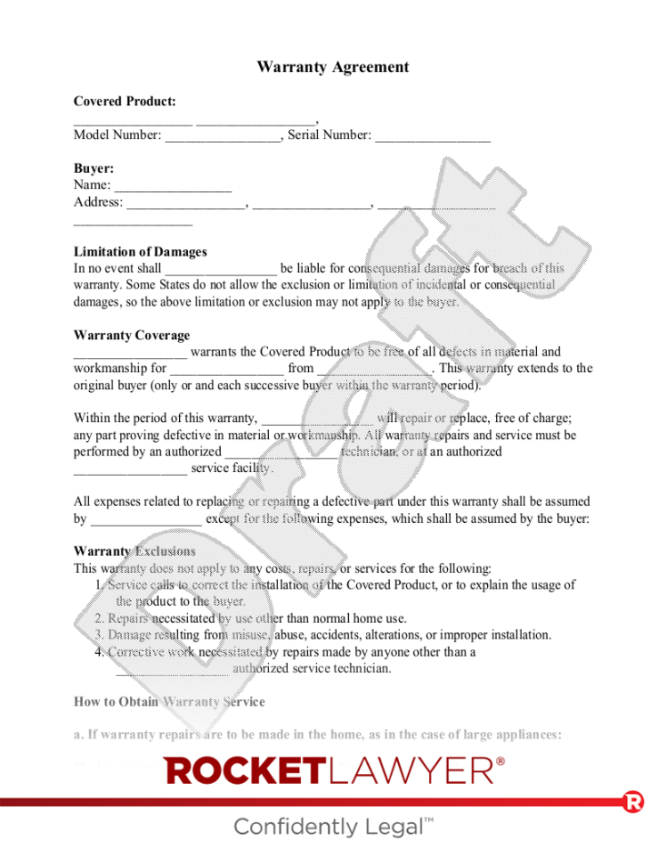 Free Warranty Agreement Template & FAQs - Rocket Lawyer