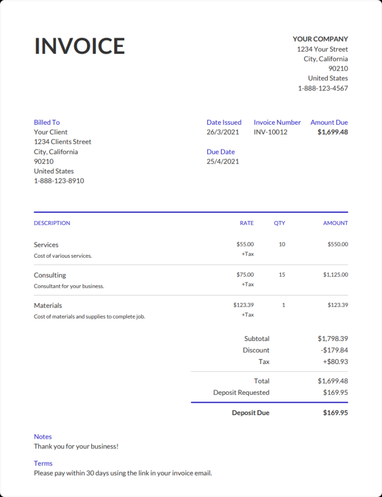 Freelance Invoice Template