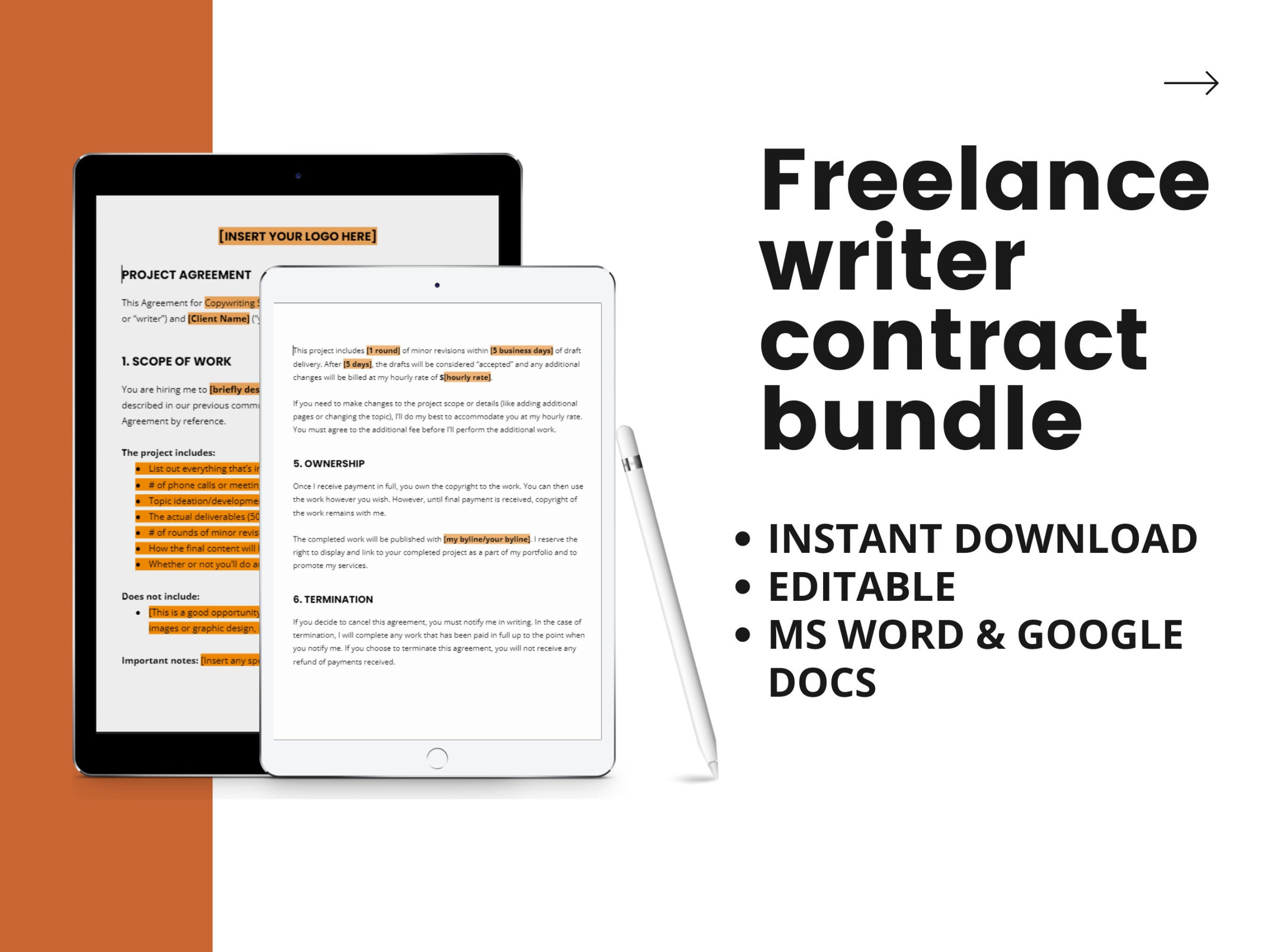 Freelance Writer Contract Template Copywriter Client Agreement