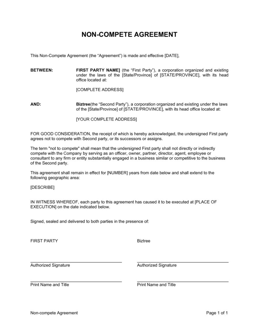 General Non-Compete Agreement Template (Download)