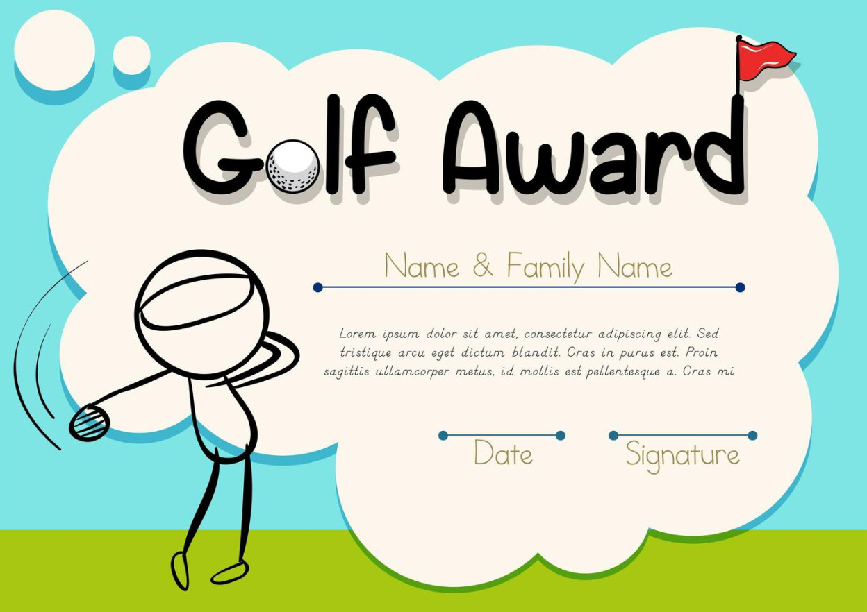 Golf cartoon certificate template  Vector Art at Vecteezy