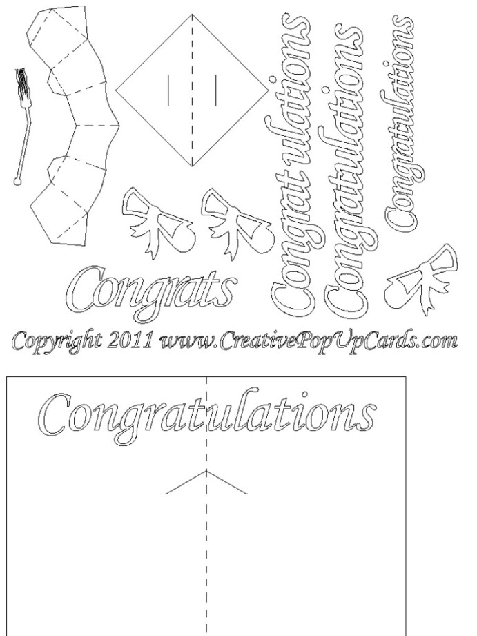 Graduation Pop Up Card D Cap Template  PDF