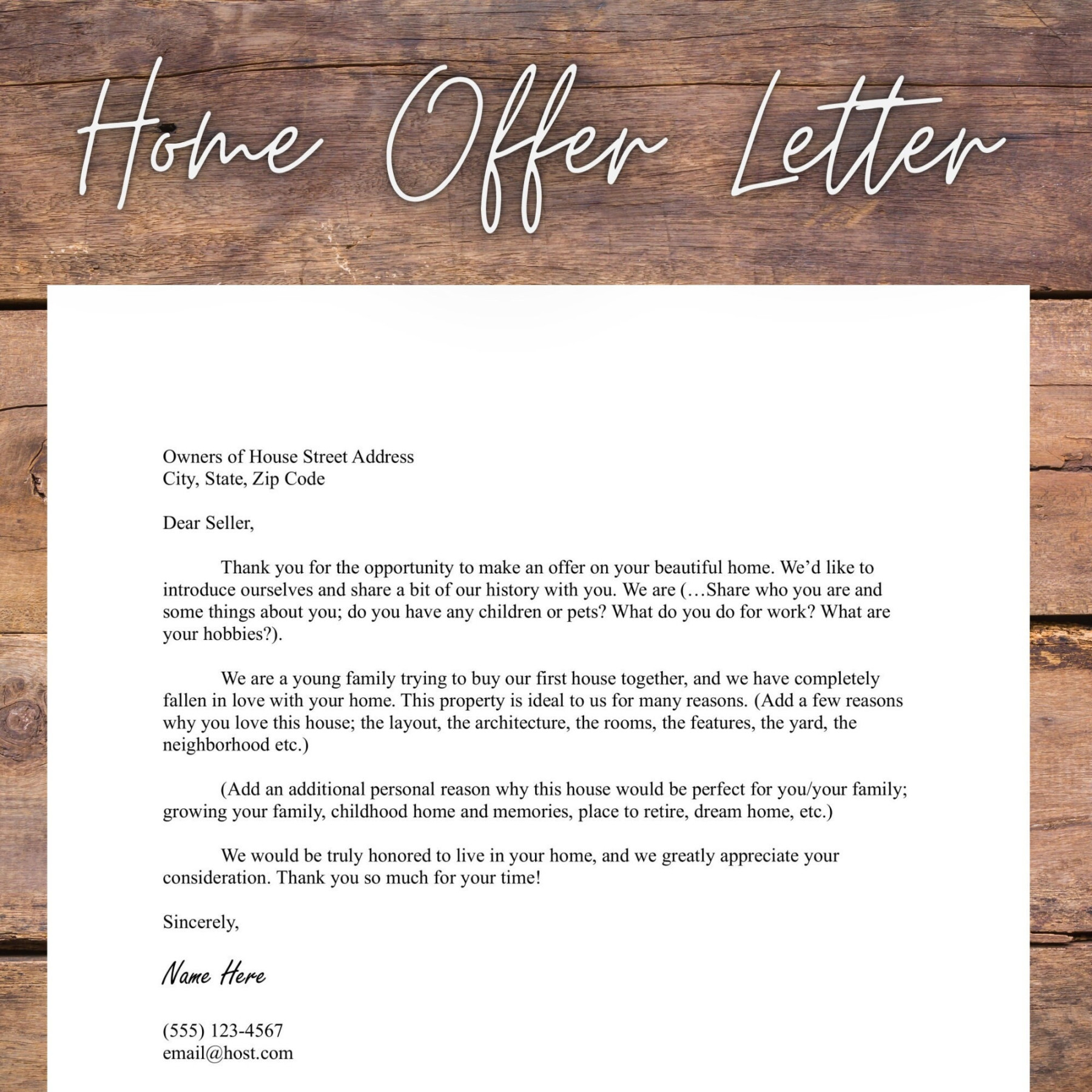 Home Offer Letter Template, Clean, Simple Home Offer Letter