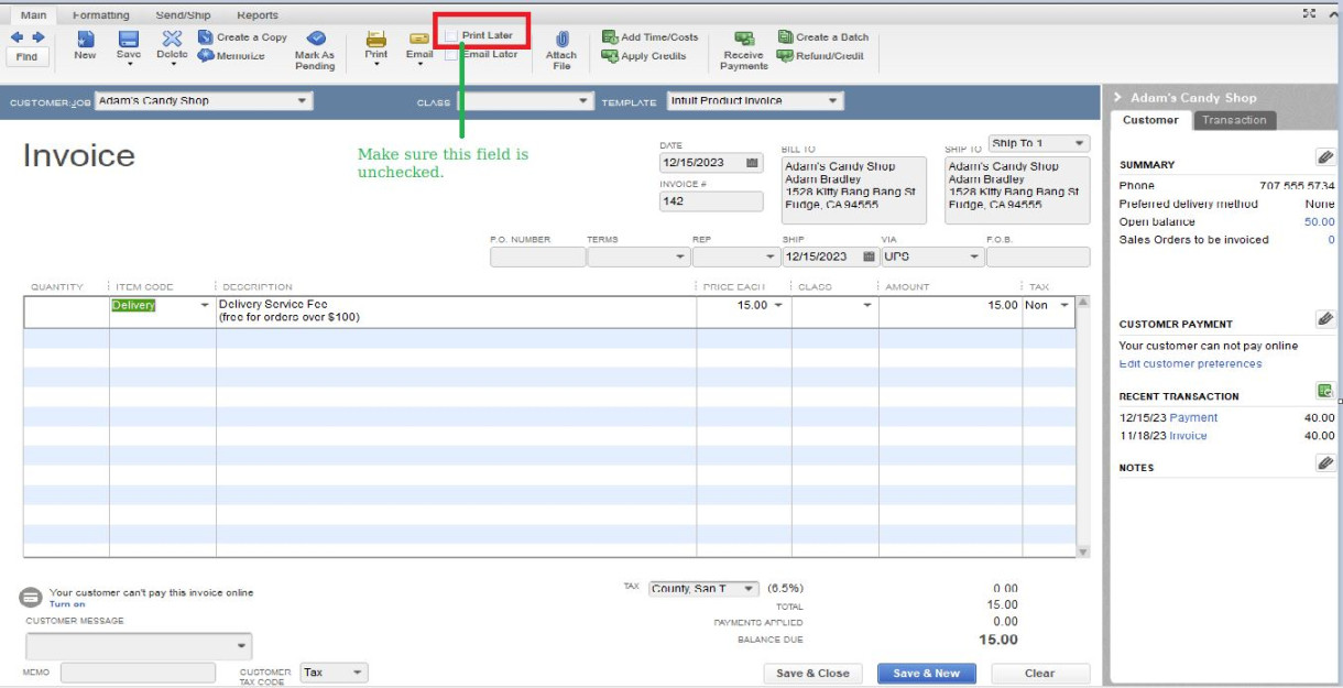 How can I change the default on the invoice template so print