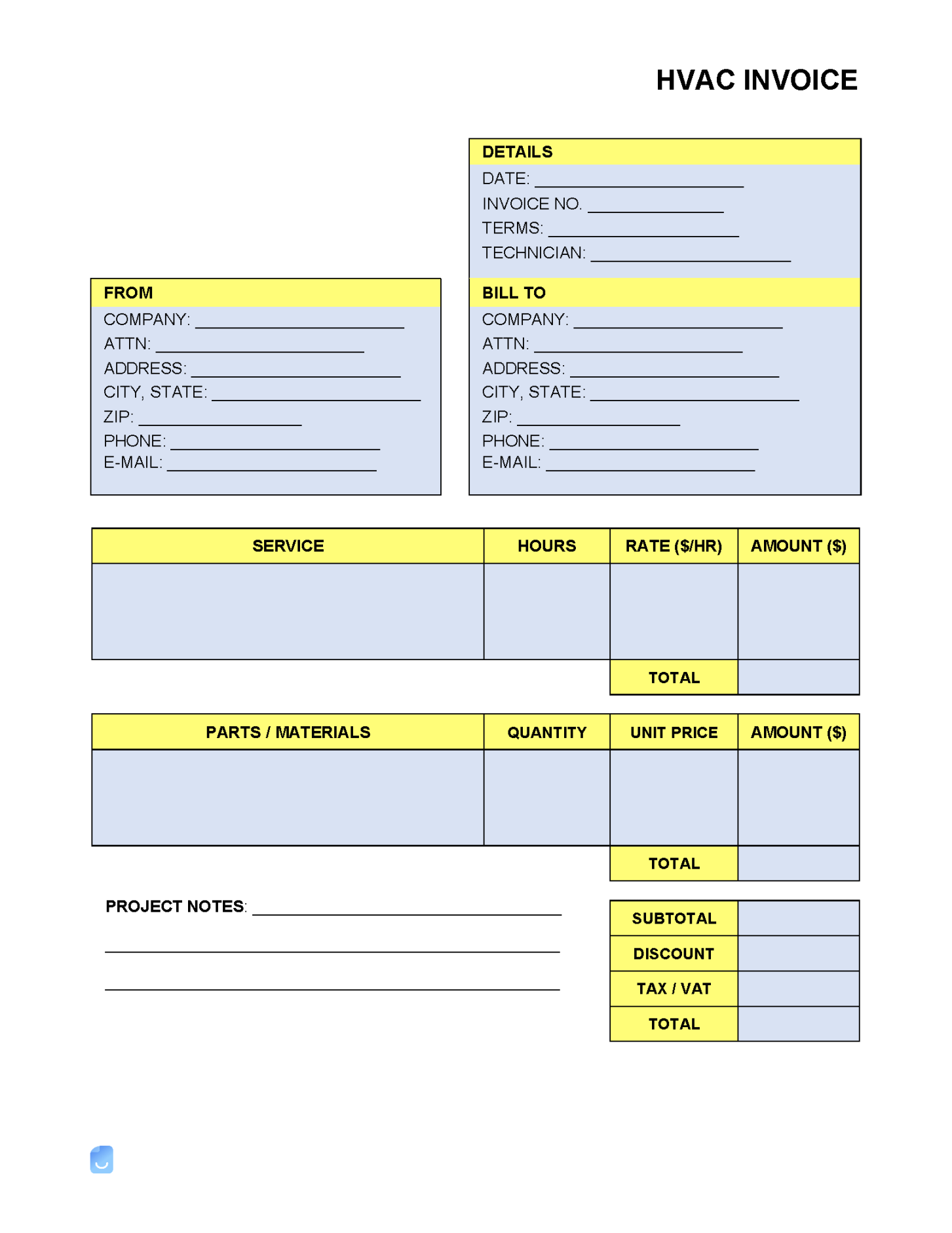 HVAC Invoice Template  Invoice Maker