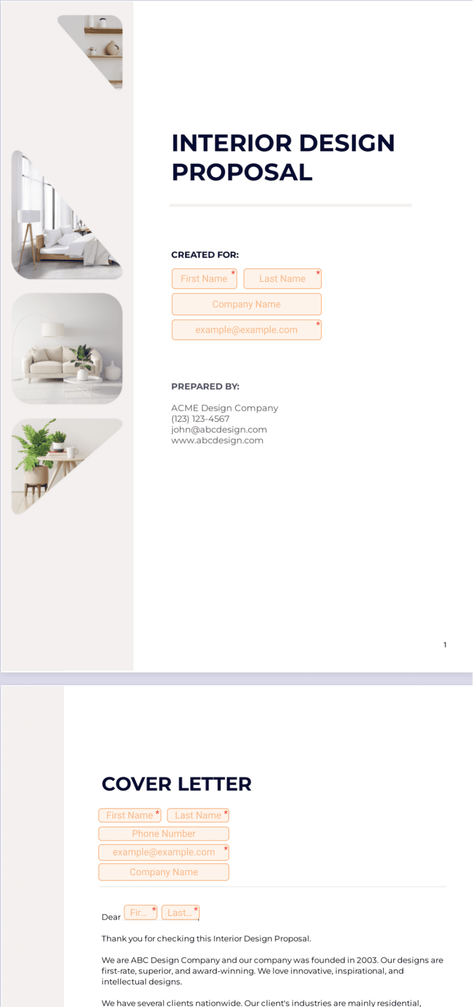 Interior Design Proposal Template - PDF Templates  Jotform