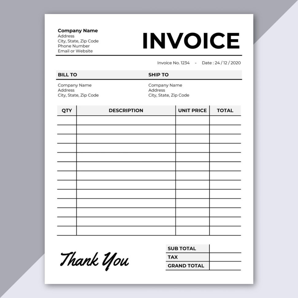 Invoice Template Printable Invoice Editable Invoice Receipt