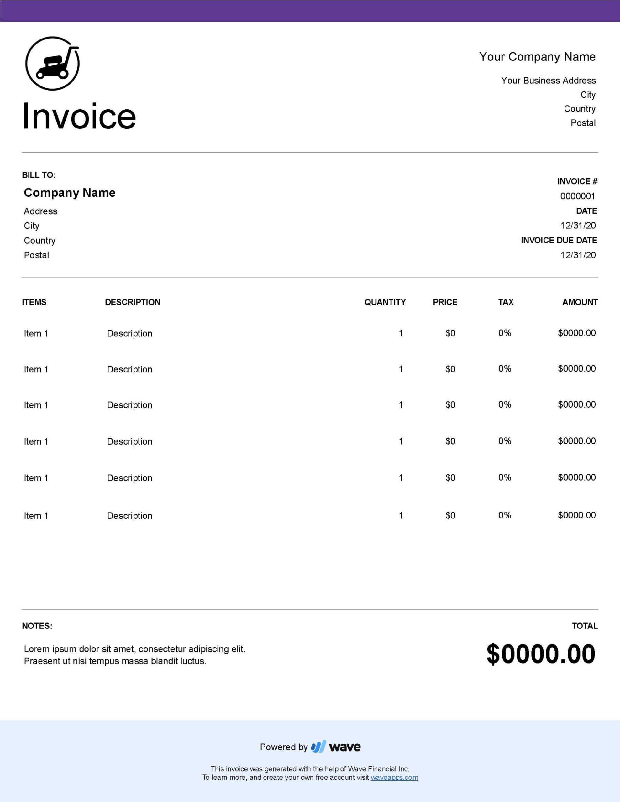 Lawn Care Invoice Template - Free Download