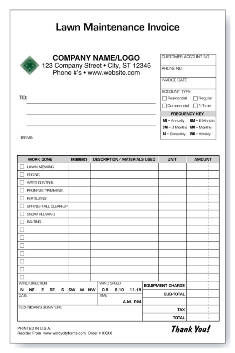 Lawn Maintenance Invoice