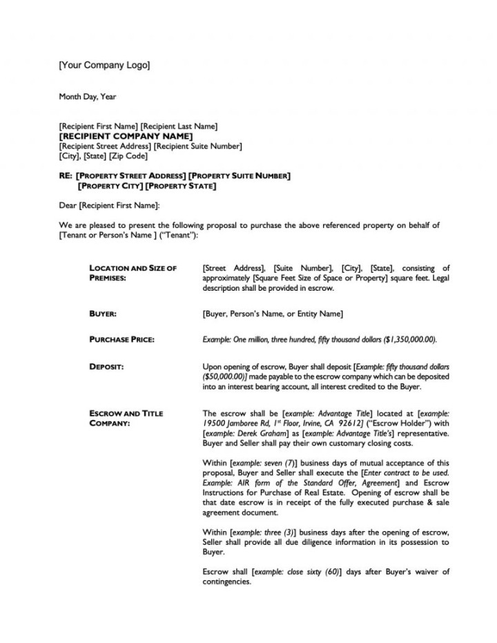 Letter Of Intent To Purchase Commercial Real Estate (PDF & Word