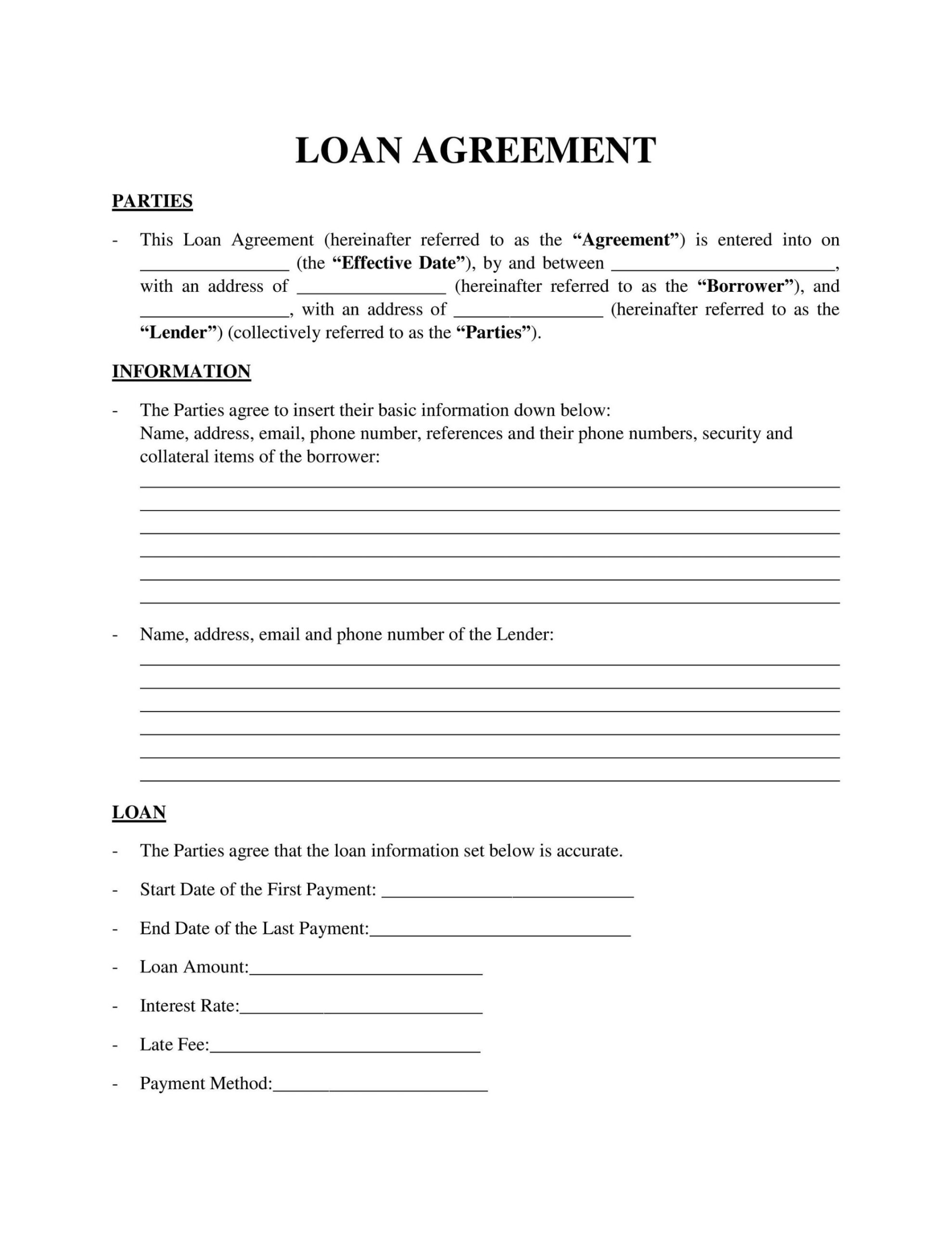 Loan-agreement-template PDF Download - Etsy