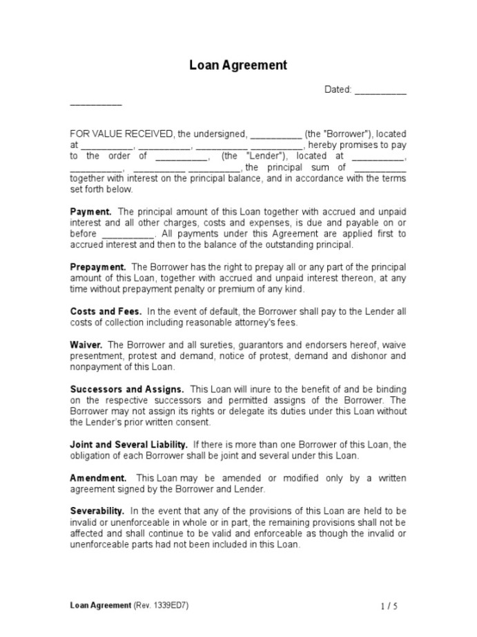 Loan Agreement Template  PDF  Loans  Financial Transaction