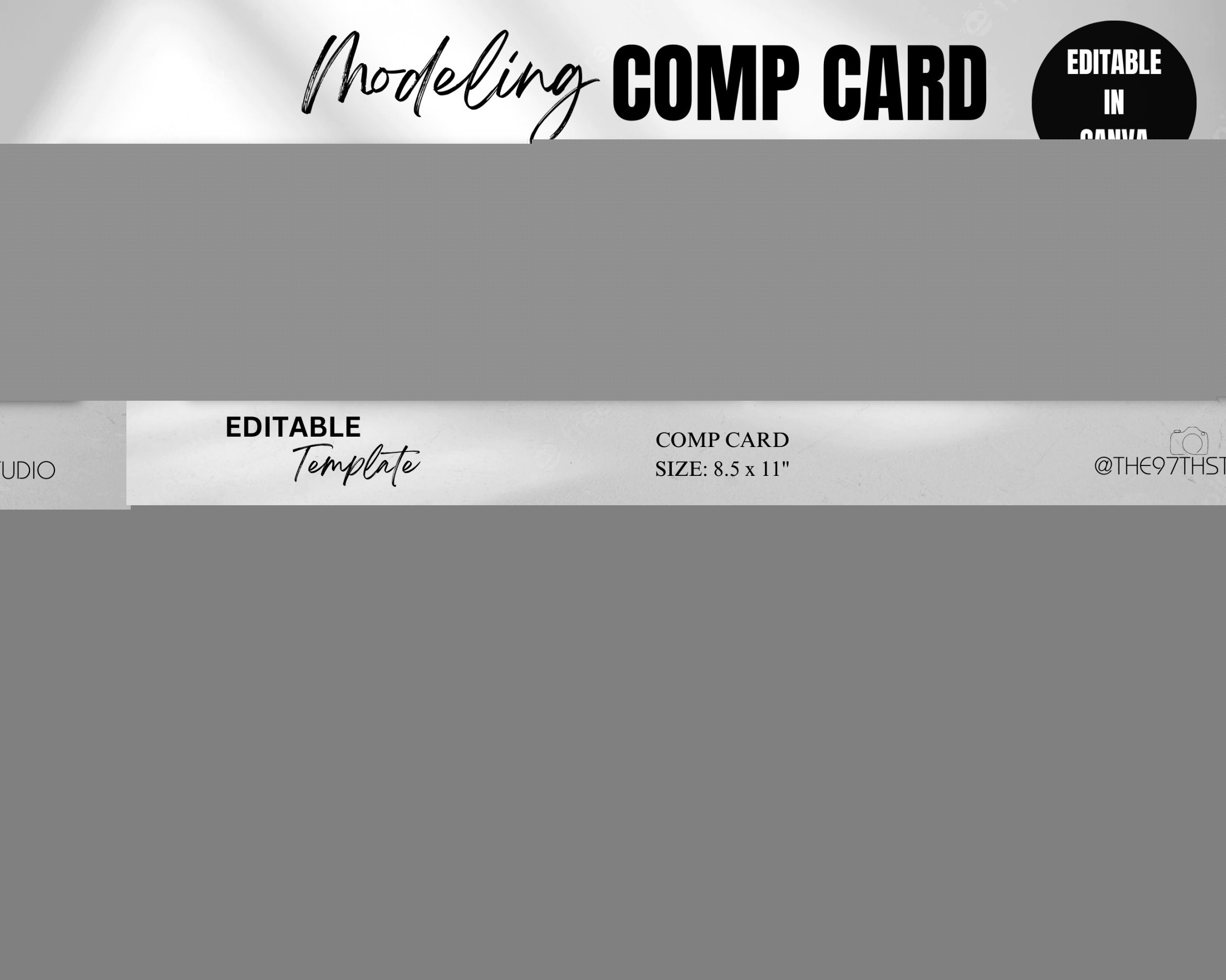 Male Model COMP CARD Template, Modeling Photocard, Zed Card for