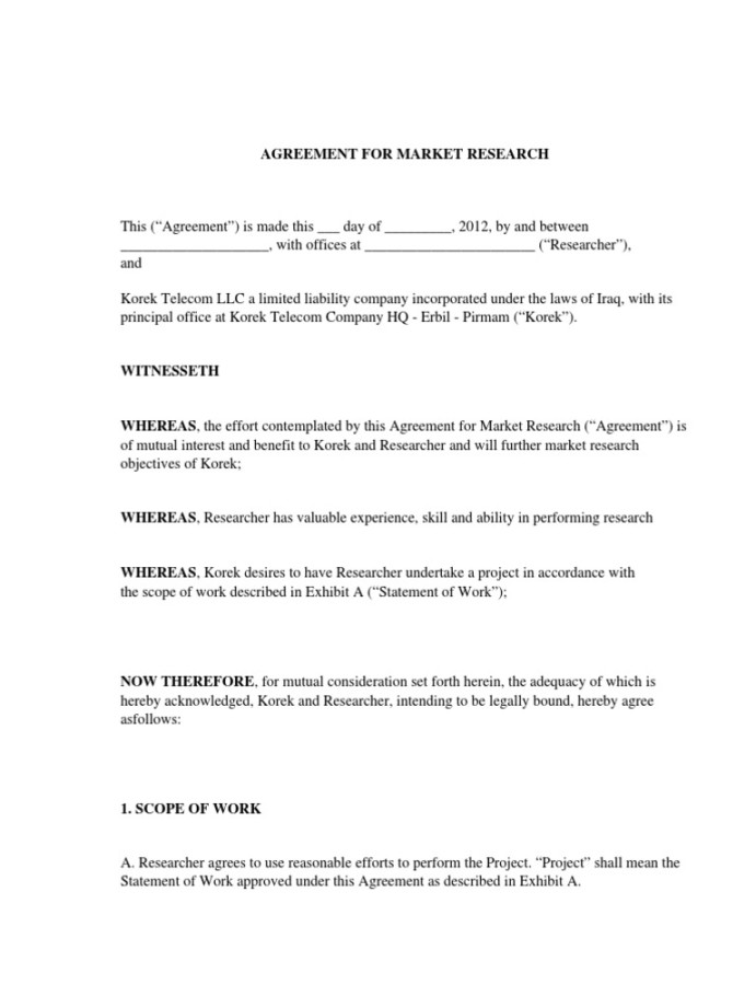 Market Research Agreement  PDF  Law Of Agency  Field Research