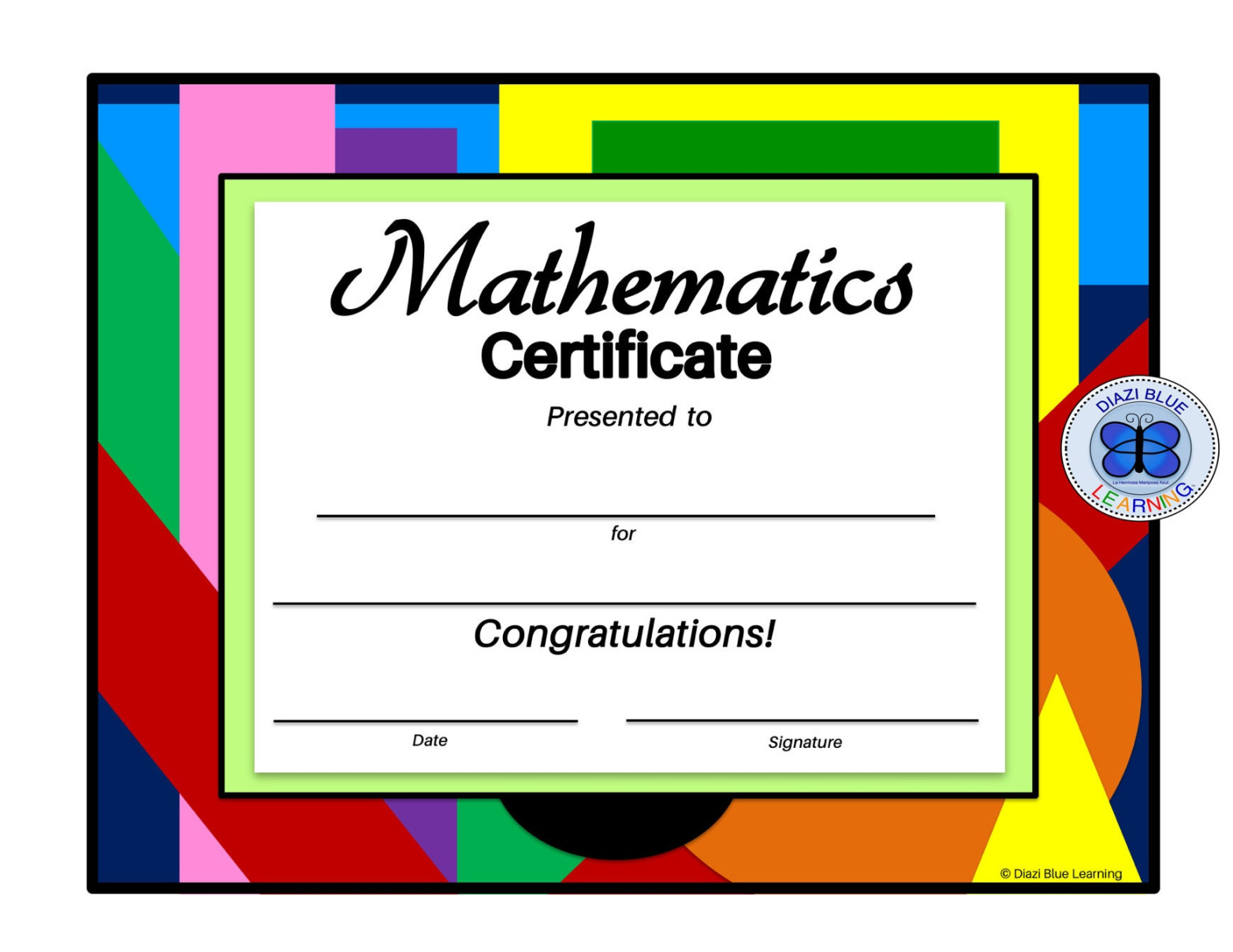 Math Certificate, PDF Math Certificate, Editable Math Certificate