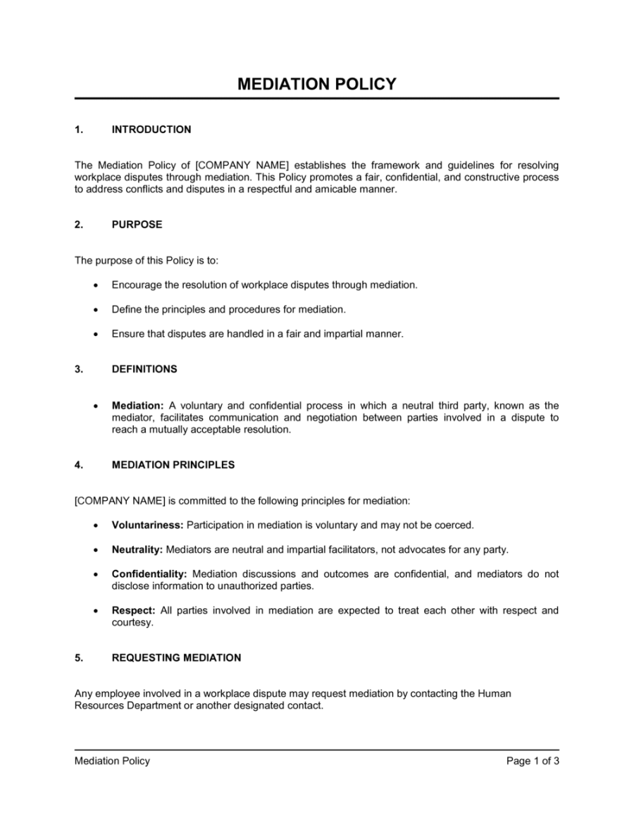 Mediation Policy Template (Download)