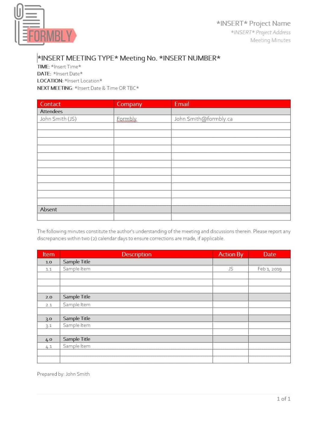 Meeting Minutes Template - Construction Files