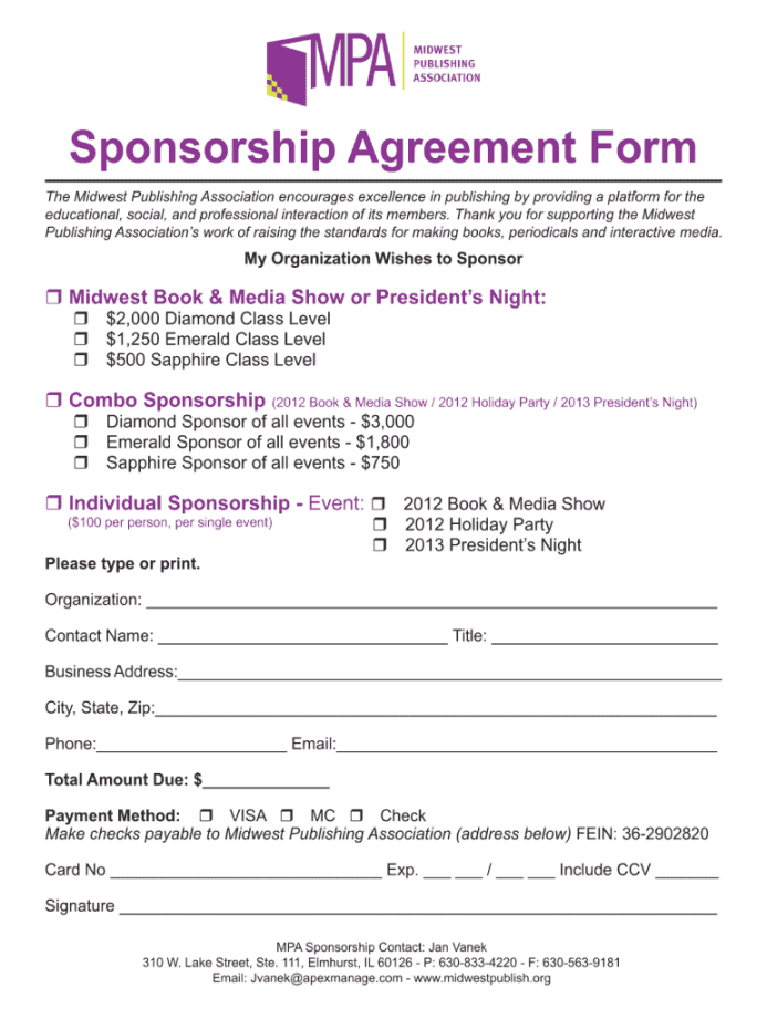 Nonprofit sponsorship agreement template: Fill out & sign online