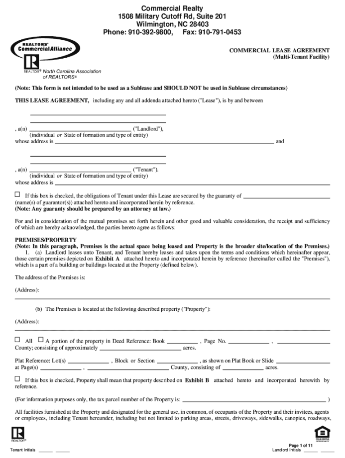 North Carolina Lease Multi Tenant - Fill Online, Printable