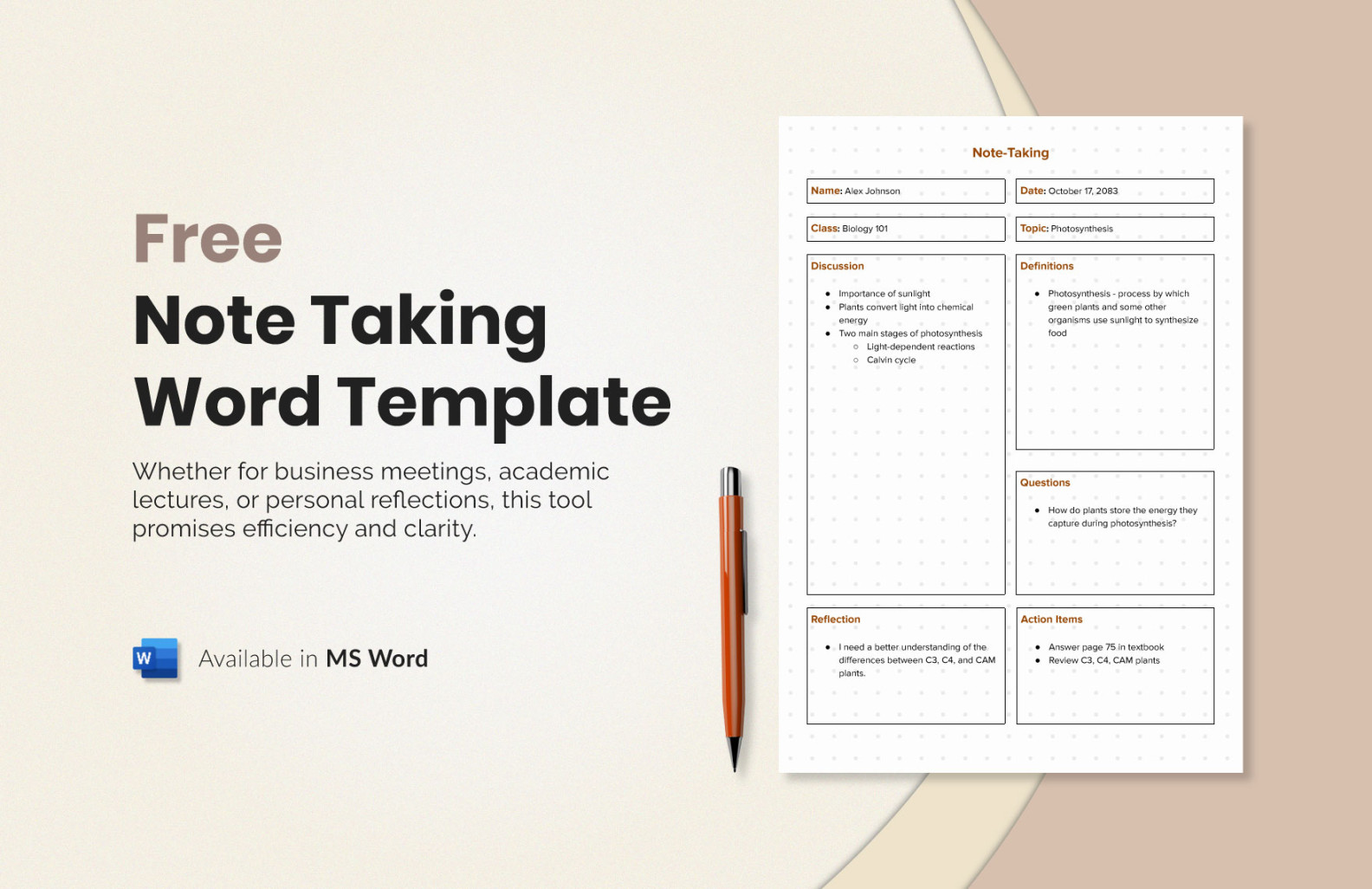 Note Taking Word Template in Word, PDF - Download  Template