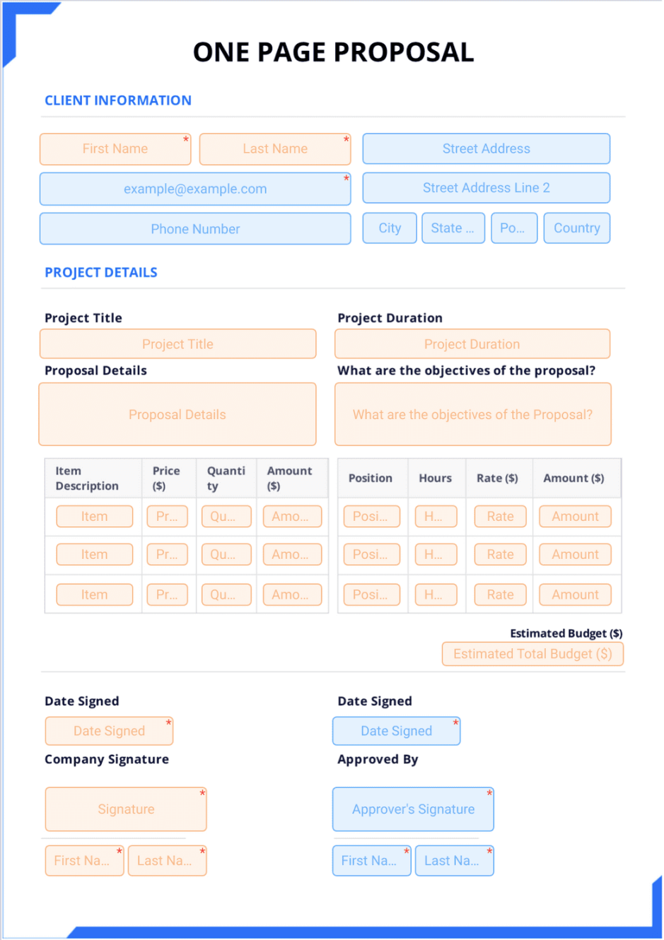 One Page Proposal Template - PDF Templates  Jotform