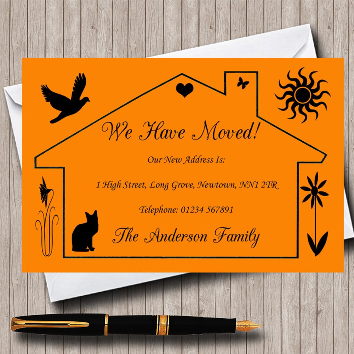 Orange Design New Home Change Of Address Moving House Cards - The