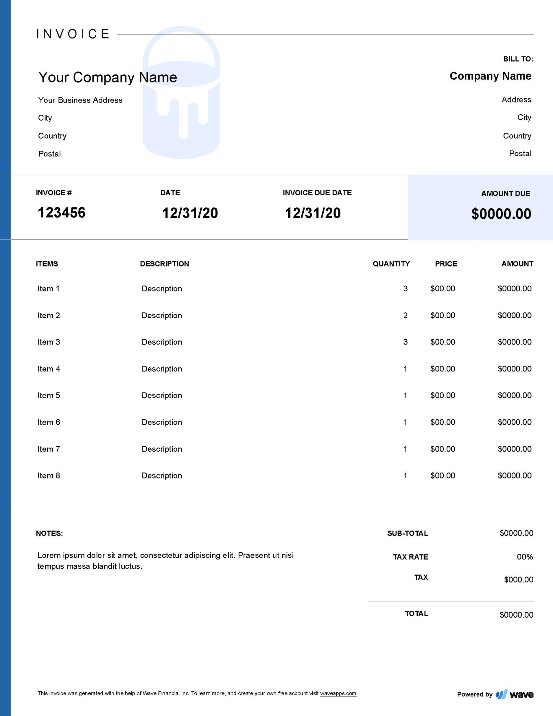 Painting Invoice Template - Free Download