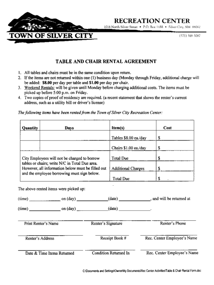 Party Rental Agreement Template - Fill Online, Printable, Fillable