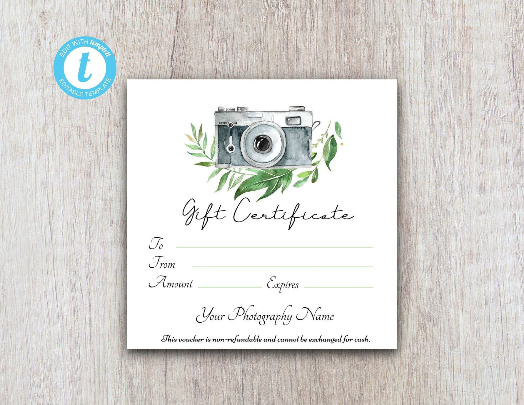 Photography Rigorous Gift Certificate Free Template