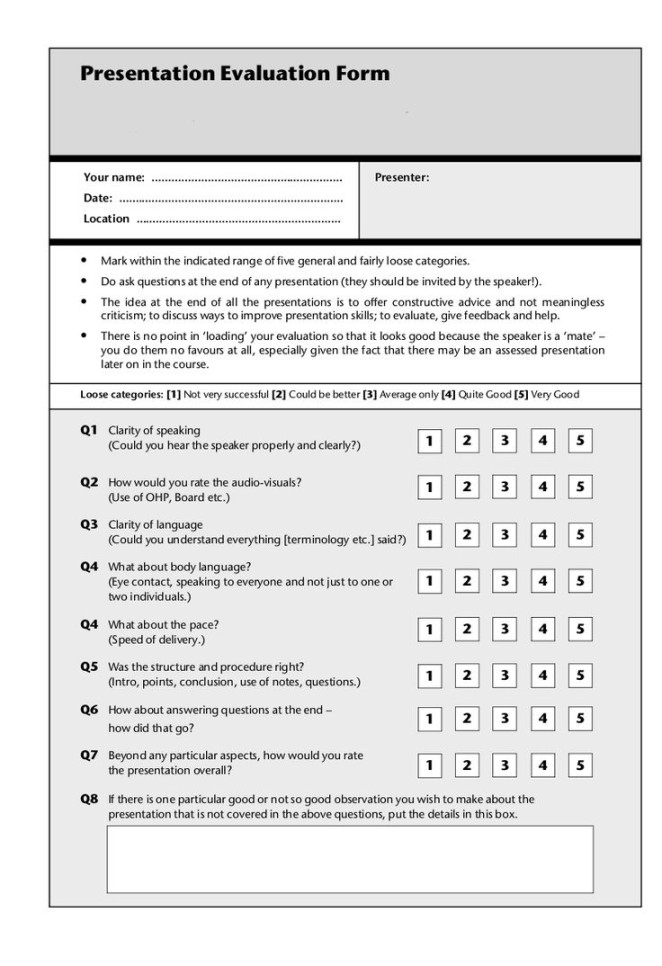 Presentation Evaluation Form