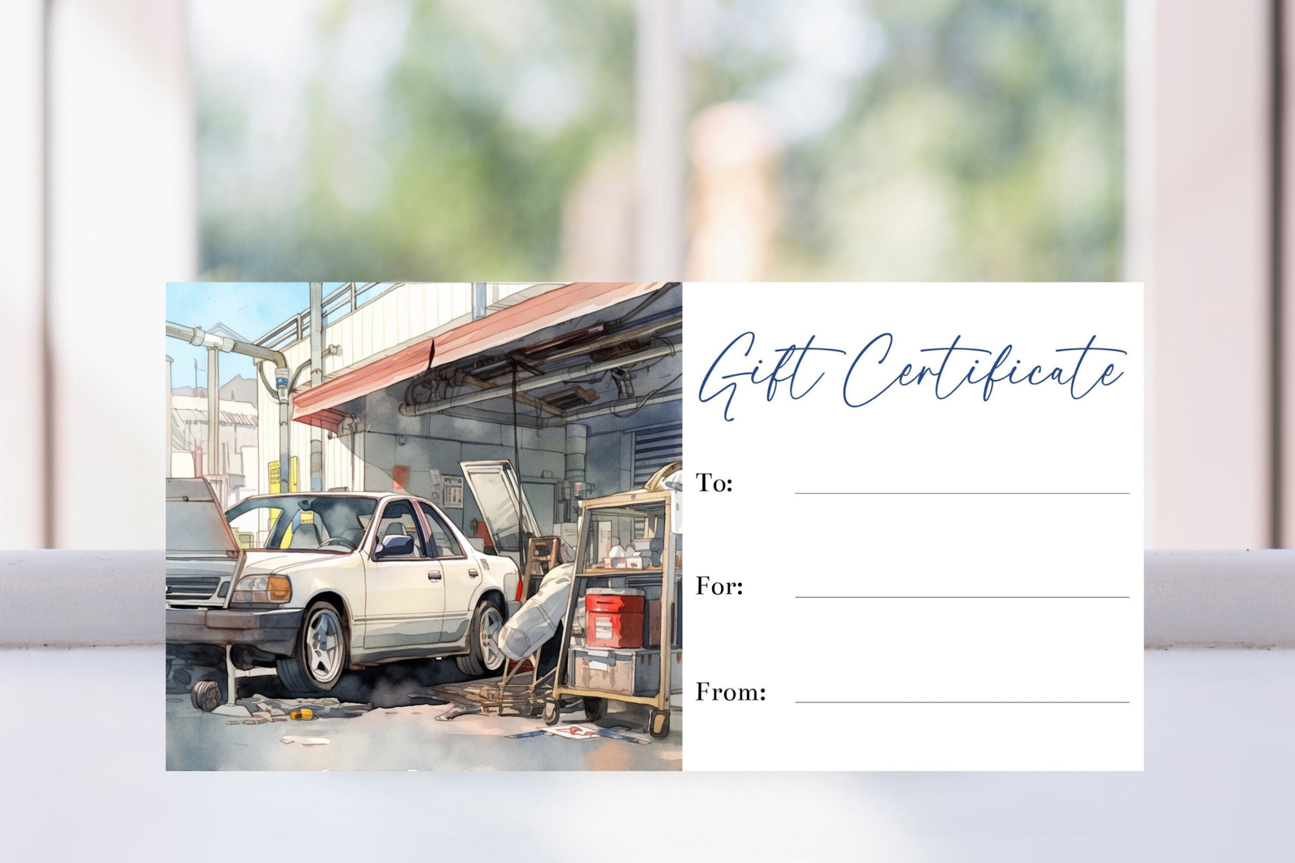 Printable Car Repair Gift Certificate Template, Auto Repair or