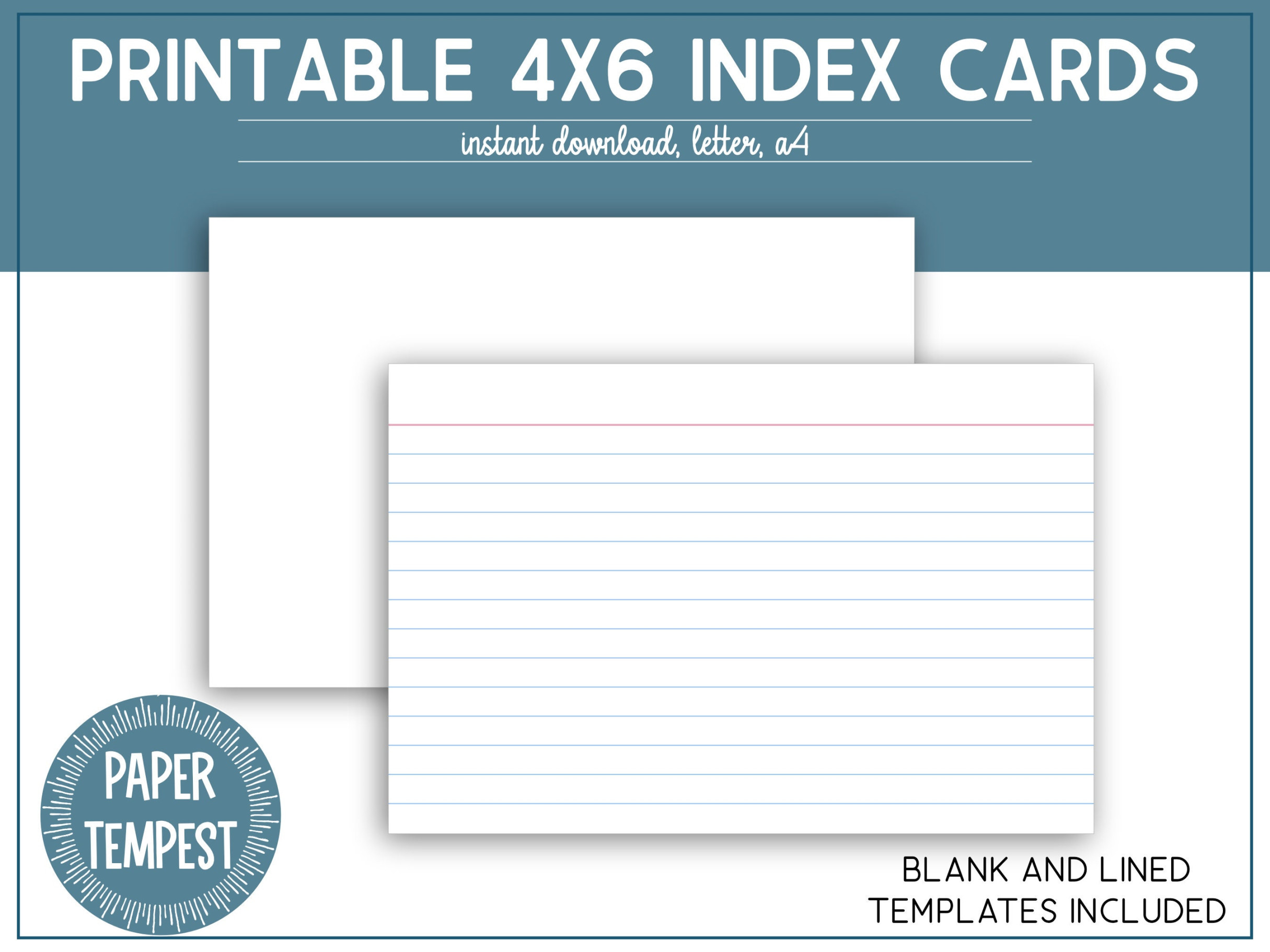 Printable x Index Cards, Printable Lined Index Cards, Unruled