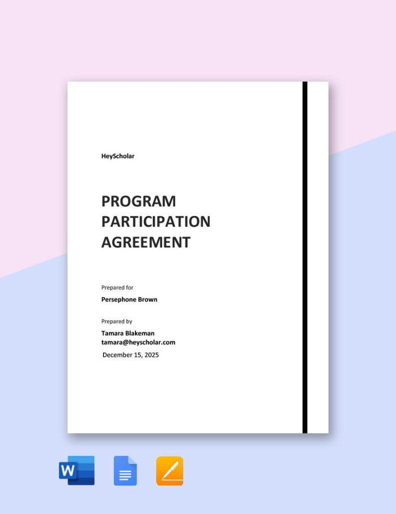 Program Participation Agreement Template in Word, Google Docs