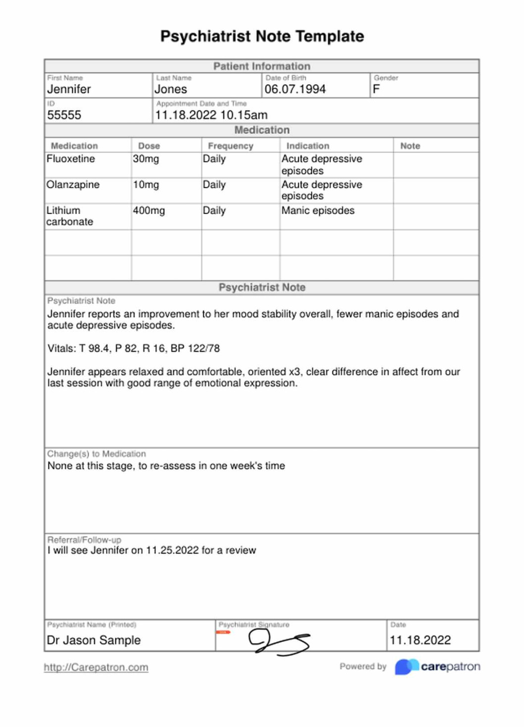 Psychiatrist Note Template & Example  Free PDF Download